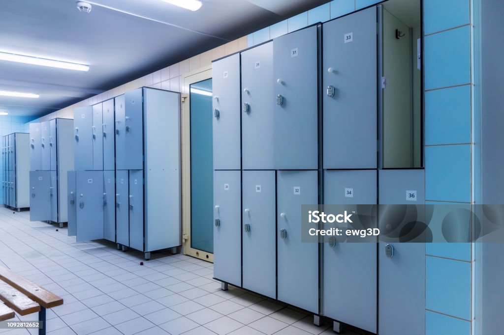 Modern interior of a locker changing room